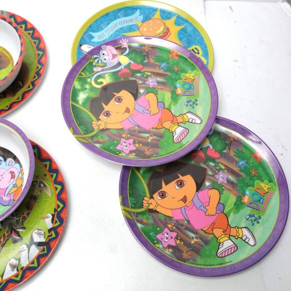 Vintage Dora Madagascar Sponge Bob Melamine Bowls Plates 2004/05 Cartoon Kids - Picture 14 of 14